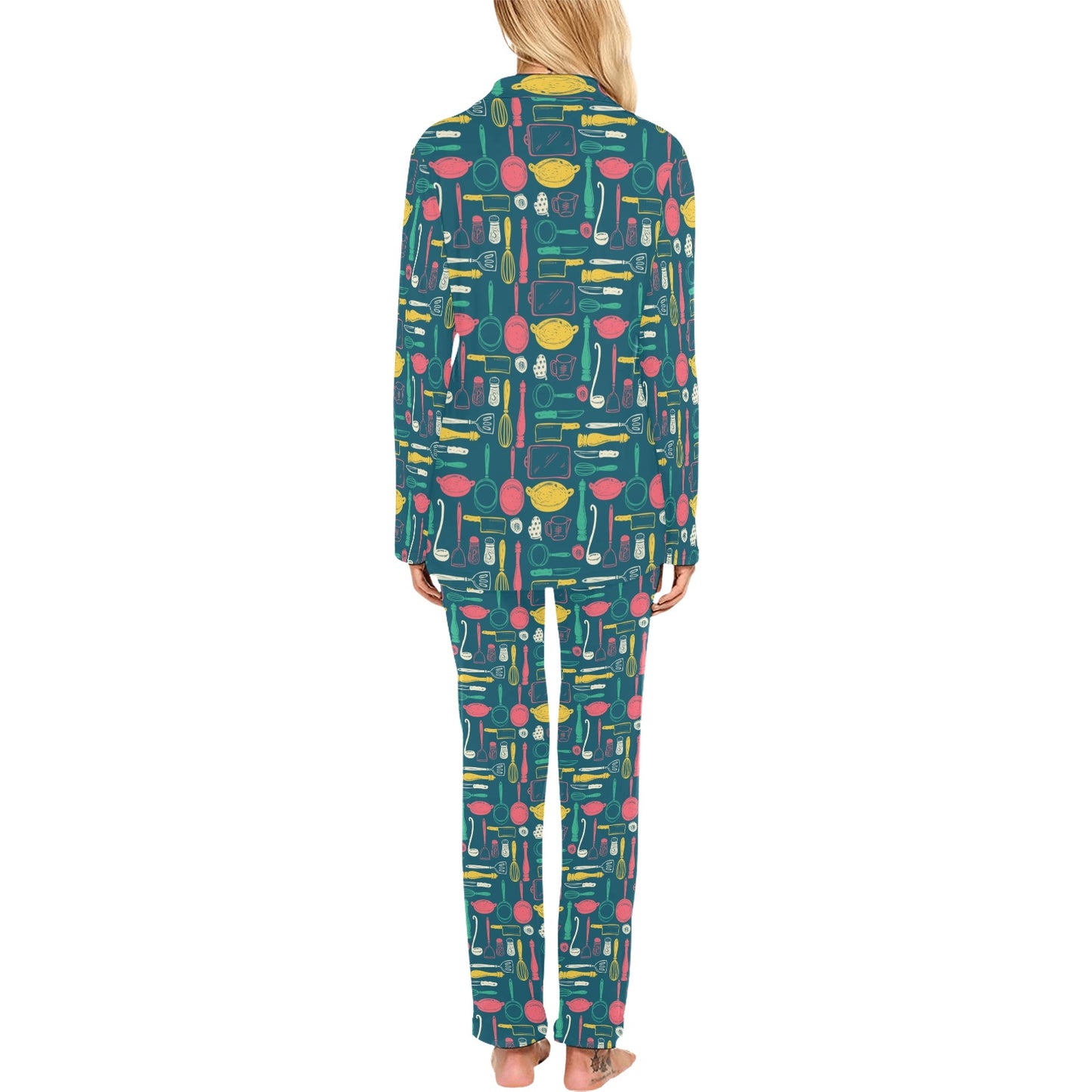 Cooking Kitchen Tools Pattern Print Design 01 Women's Long Pajama Set