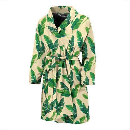 Banana Leaf Pattern Print Design 01 Men Bathrobe-JORJUNE.COM