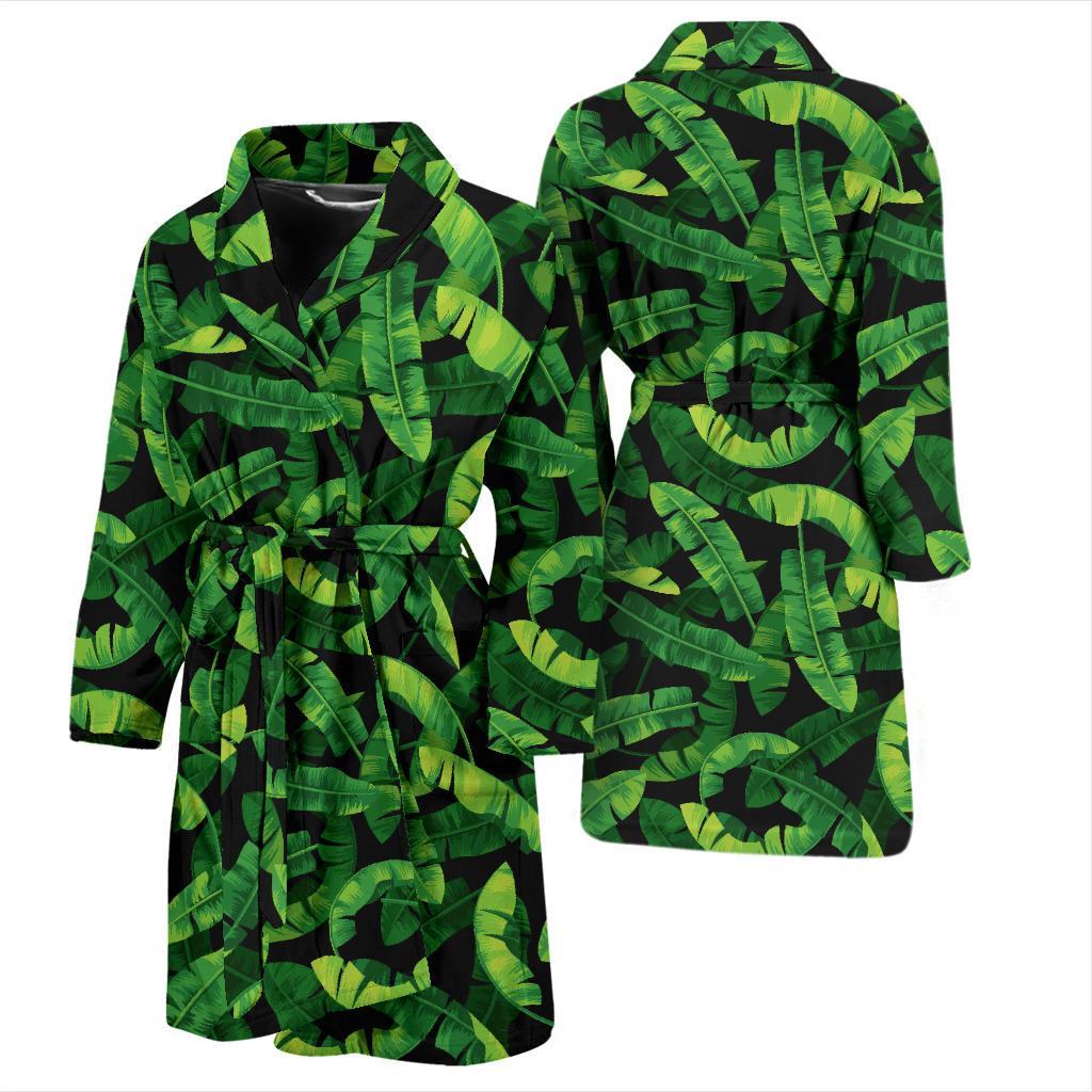 Banana Leaf Pattern Print Design 02 Men Bathrobe-JORJUNE.COM