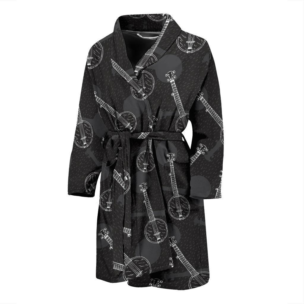Banjo Pattern Print Design 03 Men Bathrobe-JORJUNE.COM