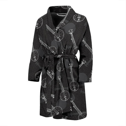 Banjo Pattern Print Design 03 Men Bathrobe-JORJUNE.COM
