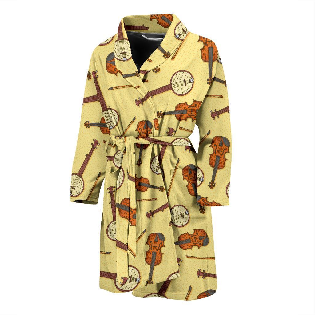 Banjo Violin Pattern Print Design 01 Men Bathrobe-JORJUNE.COM