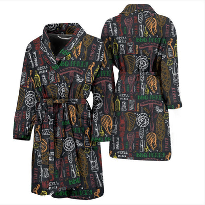 Barbecue Pattern Print Design 03 Men Bathrobe-JORJUNE.COM