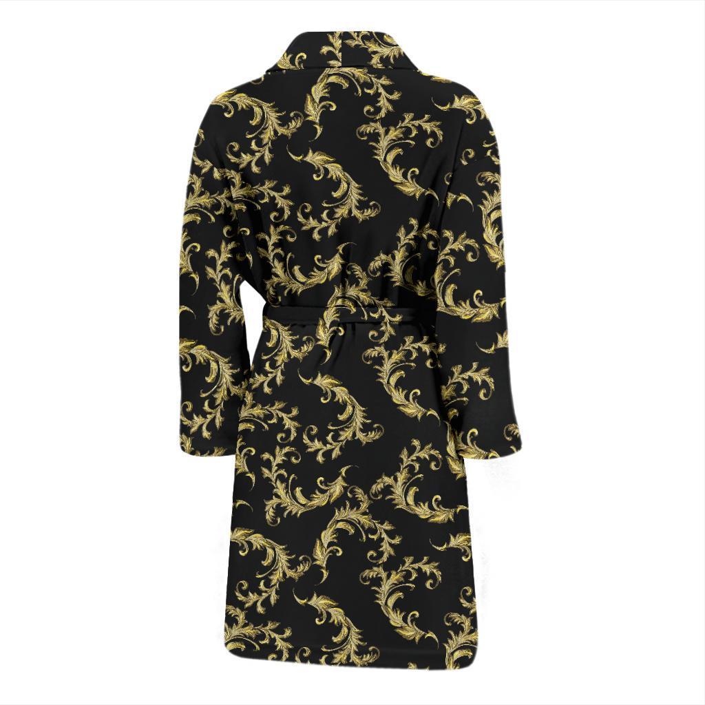 Baroque Golden Pattern Print Design 01 Men Bathrobe-JORJUNE.COM