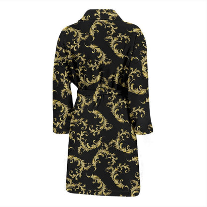 Baroque Golden Pattern Print Design 01 Men Bathrobe-JORJUNE.COM