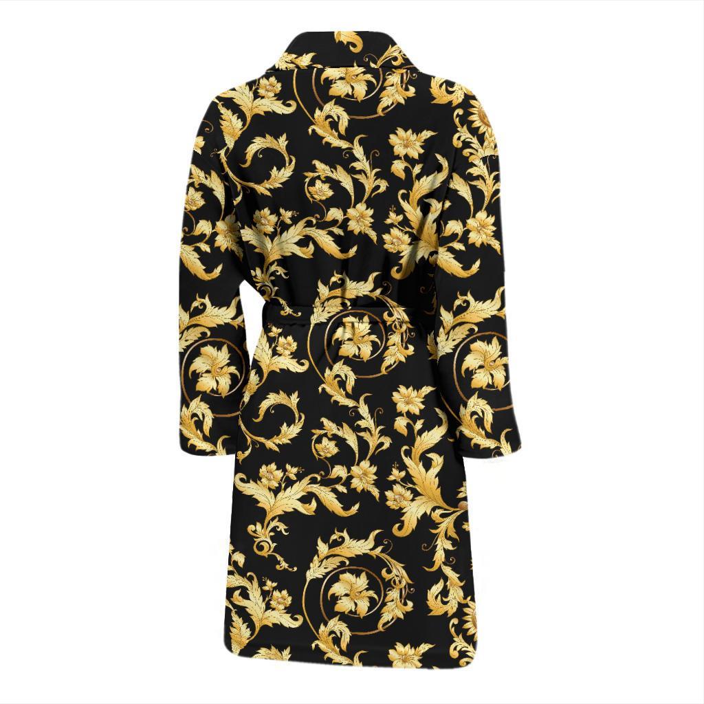 Baroque Golden Pattern Print Design 04 Men Bathrobe-JORJUNE.COM
