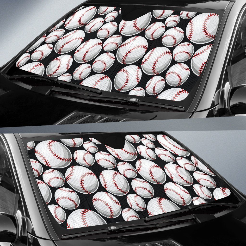 Baseball Black Background Car Sun Shade For Windshield