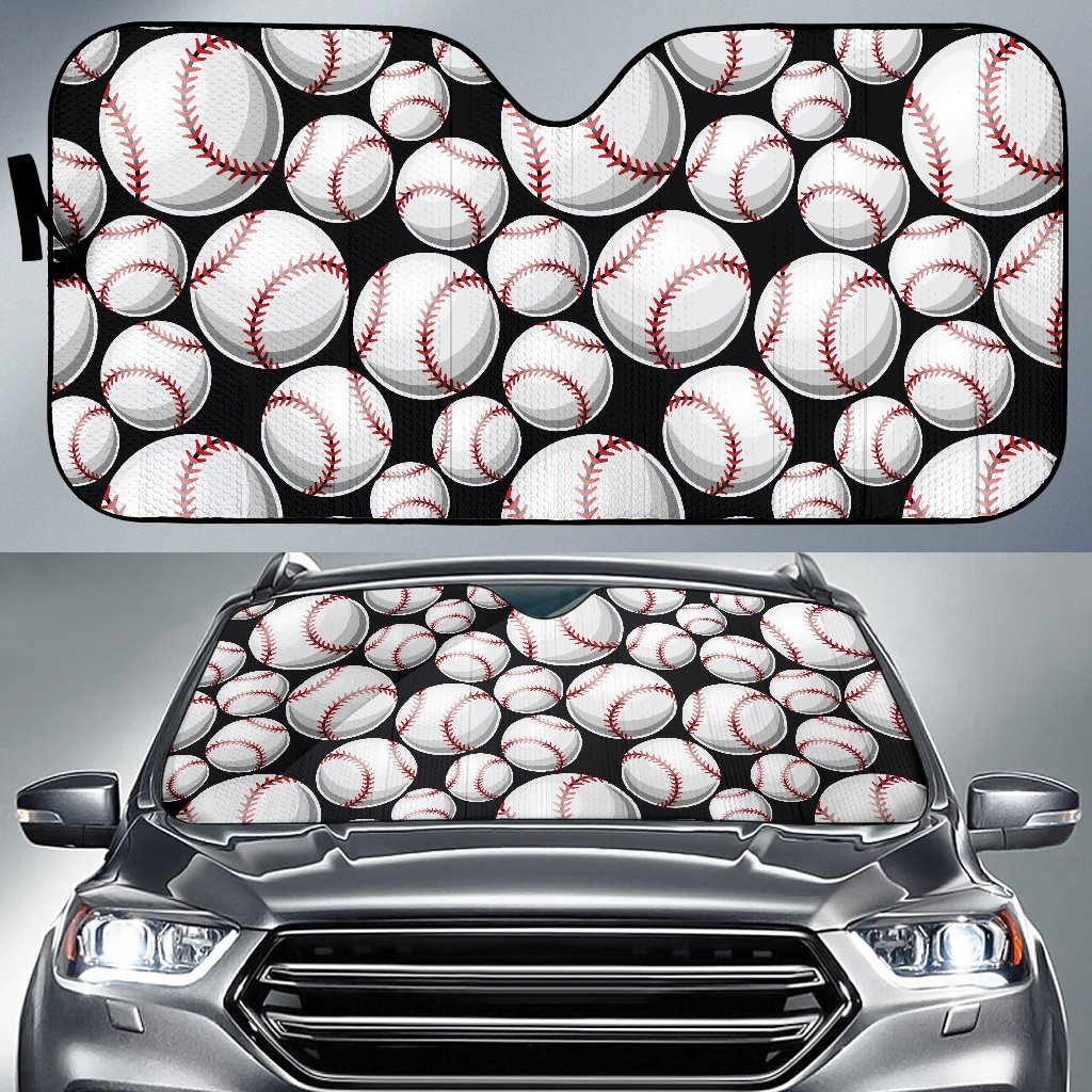 Baseball Black Background Car Sun Shade For Windshield
