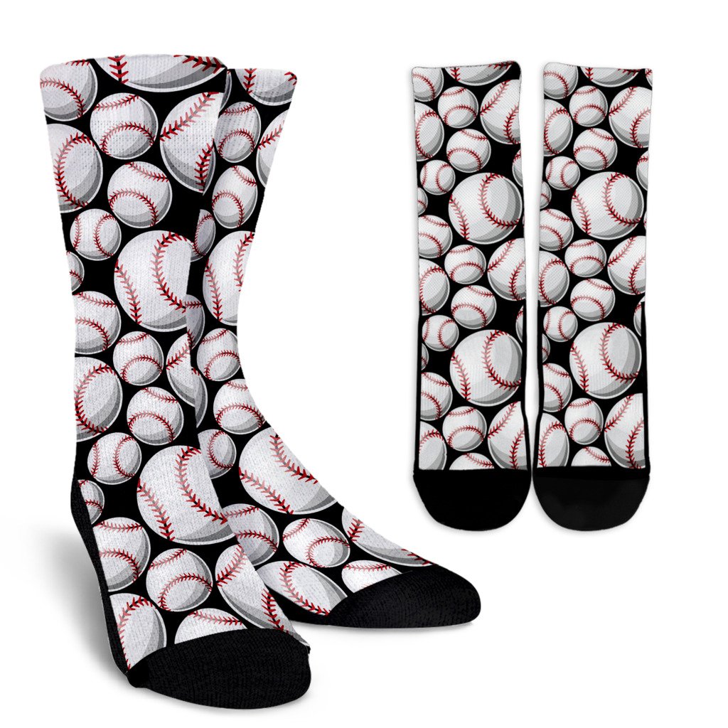 Baseball Black Background Crew Socks