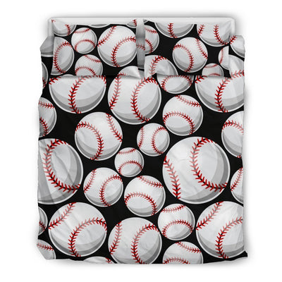 Baseball Black Background Duvet Cover Bedding Set