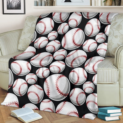 Baseball Black Background Fleece Blanket