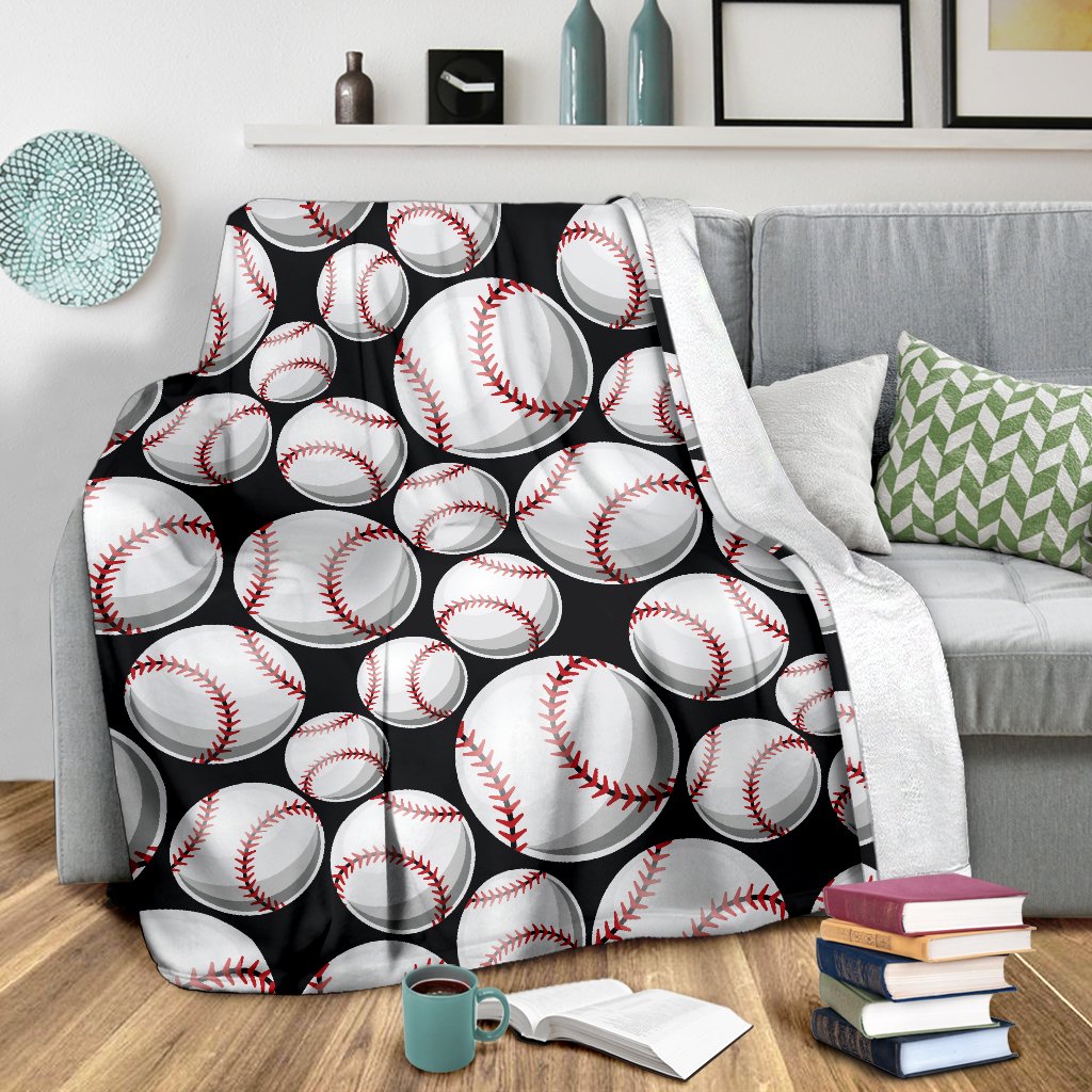 Baseball Black Background Fleece Blanket
