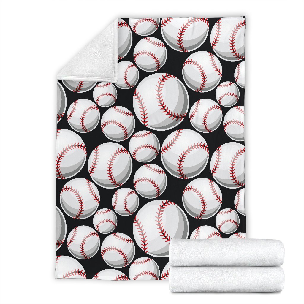 Baseball Black Background Fleece Blanket