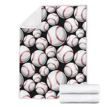 Baseball Black Background Fleece Blanket