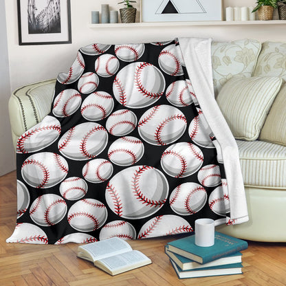 Baseball Black Background Fleece Blanket