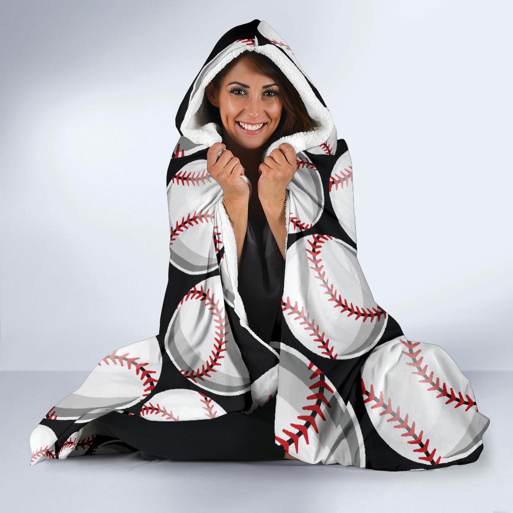 Baseball Black Background Hooded Blanket-JTAMIGO.COM