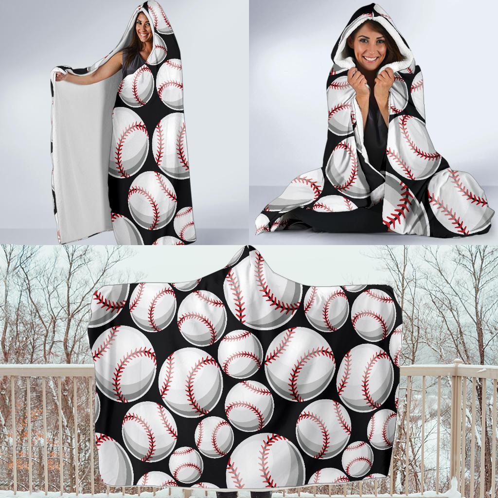Baseball Black Background Hooded Blanket-JTAMIGO.COM