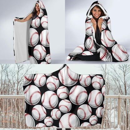 Baseball Black Background Hooded Blanket-JTAMIGO.COM
