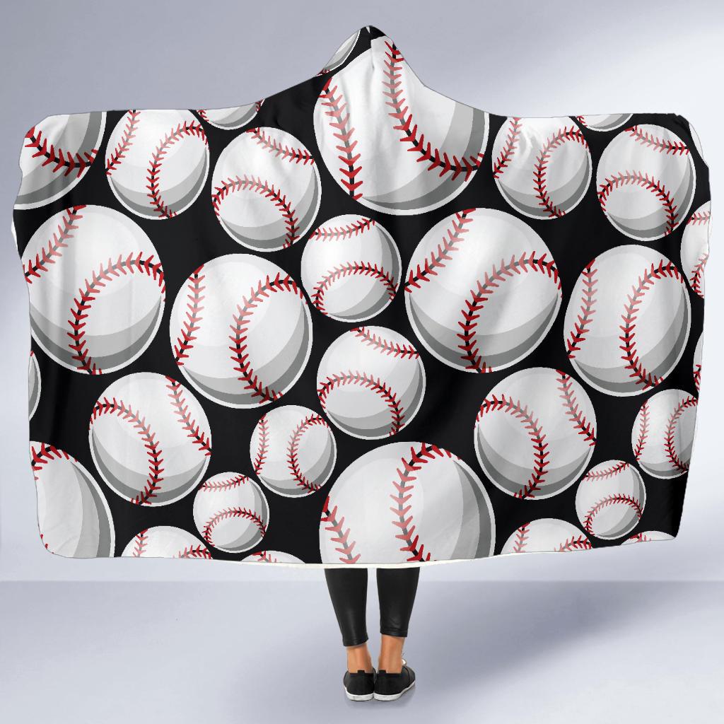 Baseball Black Background Hooded Blanket-JTAMIGO.COM