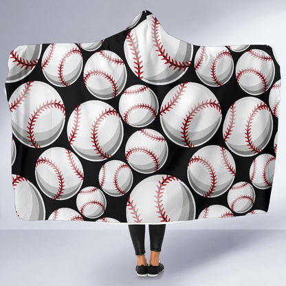 Baseball Black Background Hooded Blanket-JTAMIGO.COM