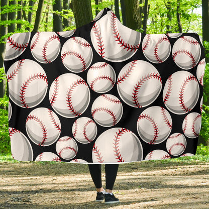 Baseball Black Background Hooded Blanket-JTAMIGO.COM