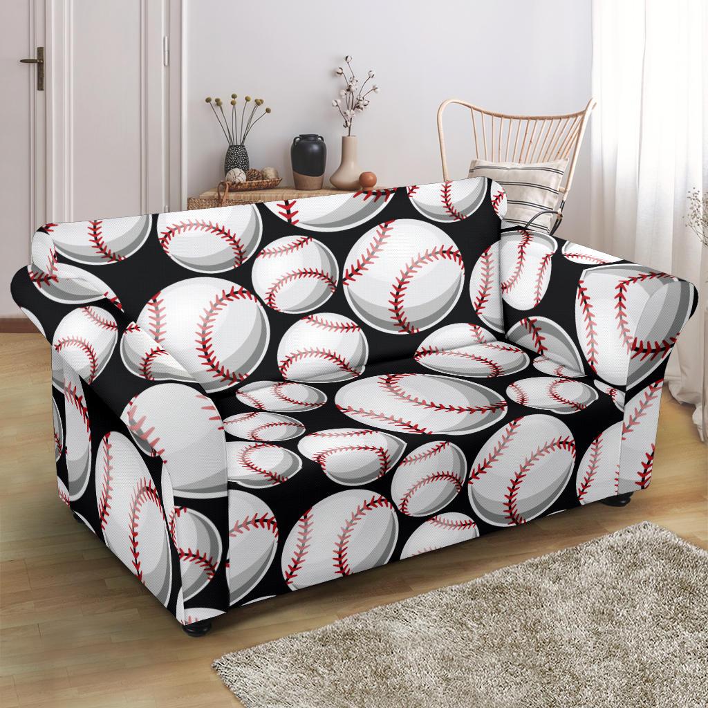 Baseball Black Background Loveseat Slipcover-JTAMIGO.COM
