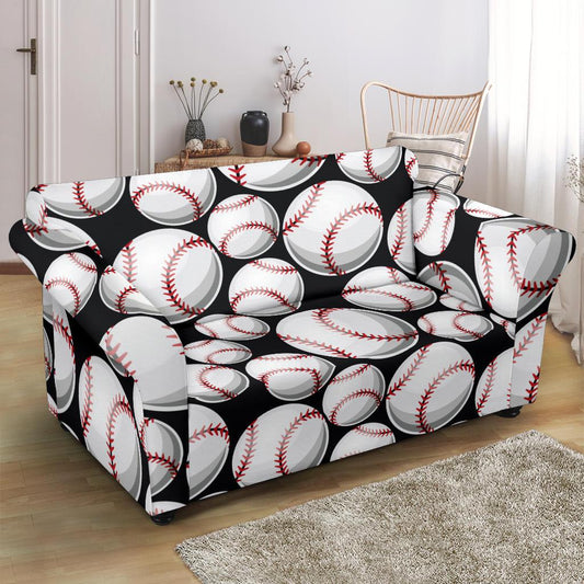 Baseball Black Background Loveseat Slipcover-JTAMIGO.COM