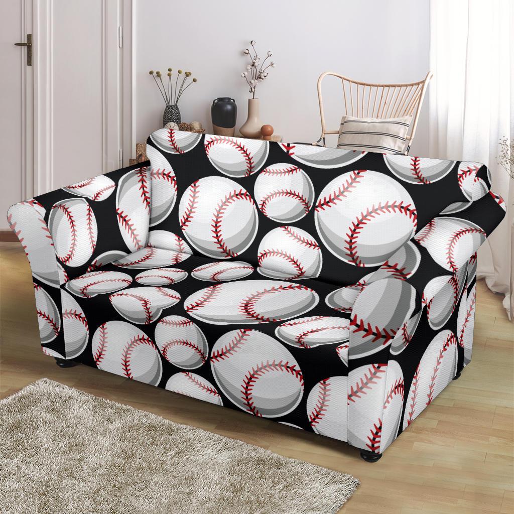 Baseball Black Background Loveseat Slipcover-JTAMIGO.COM