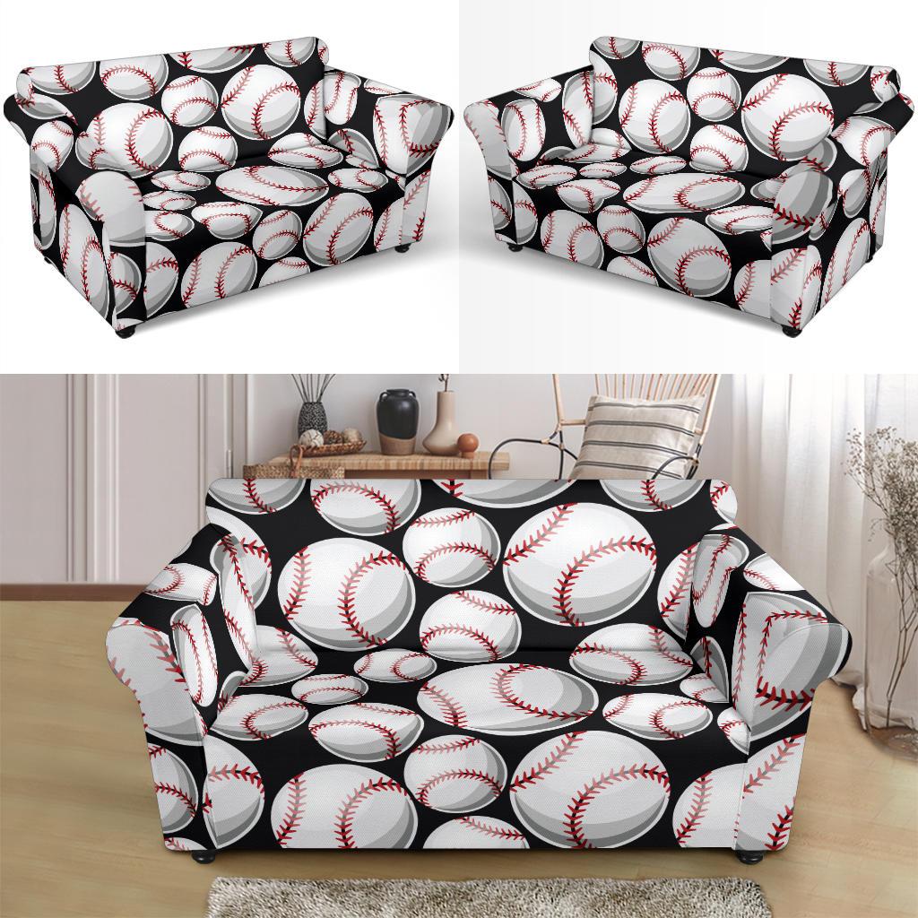 Baseball Black Background Loveseat Slipcover-JTAMIGO.COM
