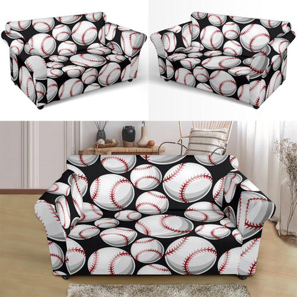 Baseball Black Background Loveseat Slipcover-JTAMIGO.COM