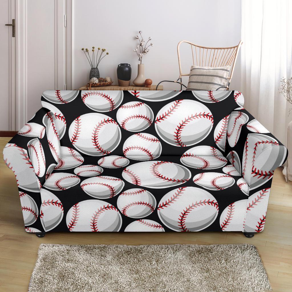 Baseball Black Background Loveseat Slipcover-JTAMIGO.COM