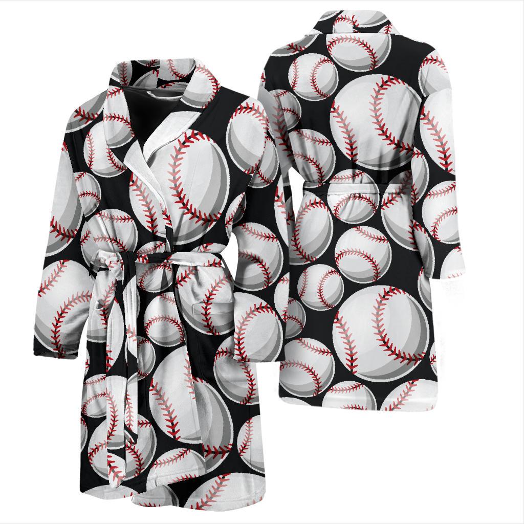 Baseball Black Background Men Bath Robe-JTAMIGO.COM