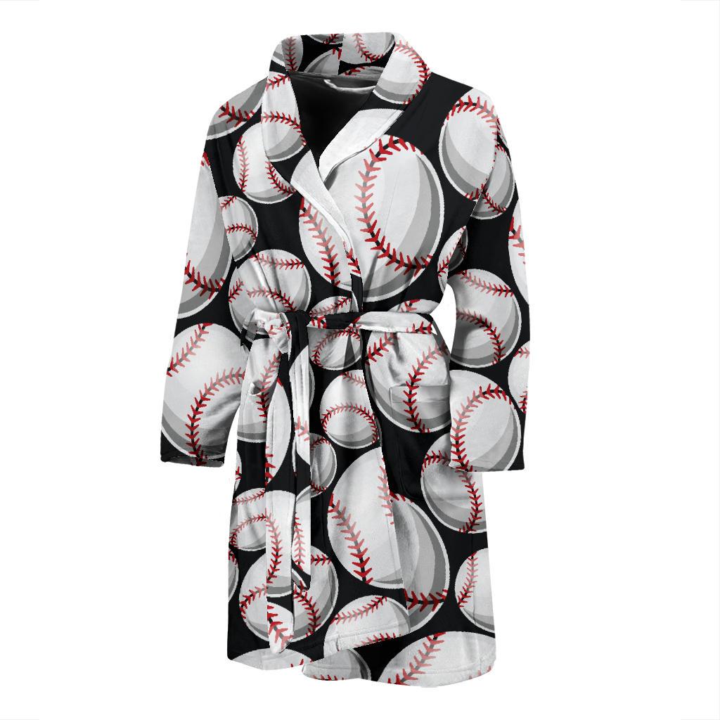 Baseball Black Background Men Bath Robe-JTAMIGO.COM