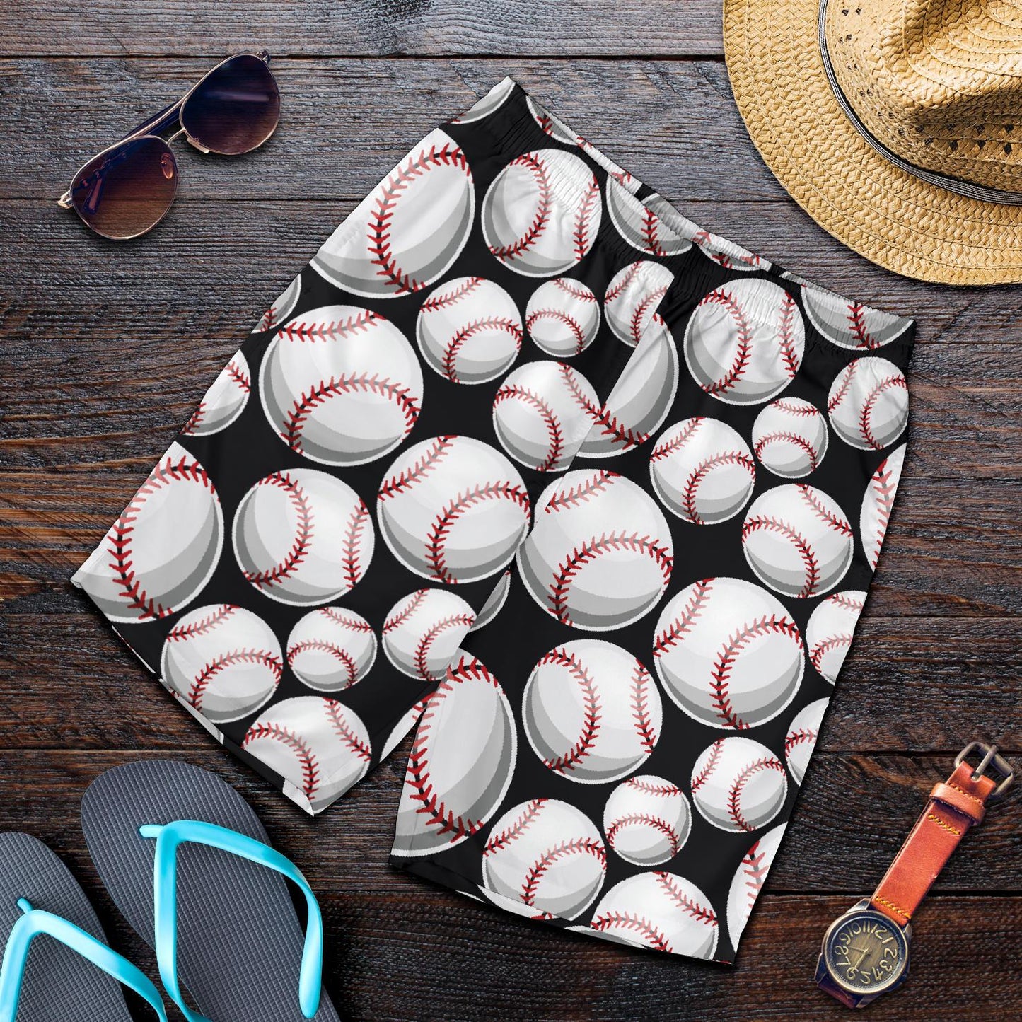 Baseball Black Background Mens Shorts-JTAMIGO.COM