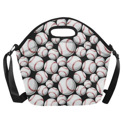 Baseball Black Background Neoprene Lunch Bag (Model 1669)(Large)-JTAMIGO.COM