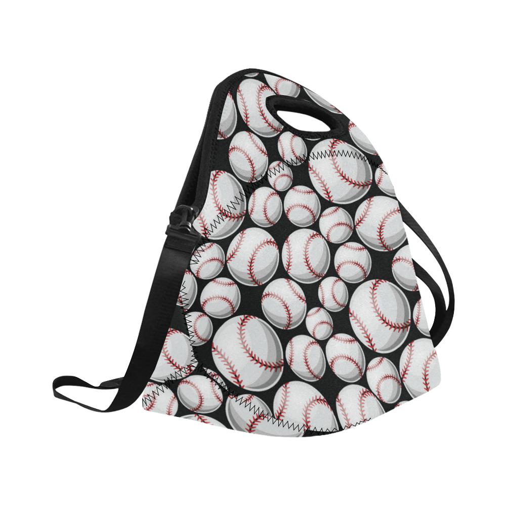 Baseball Black Background Neoprene Lunch Bag (Model 1669)(Large)-JTAMIGO.COM