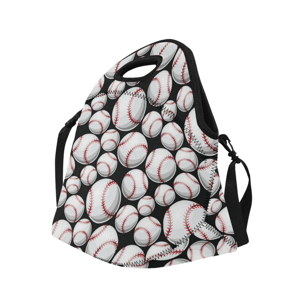 Baseball Black Background Neoprene Lunch Bag (Model 1669)(Large)-JTAMIGO.COM