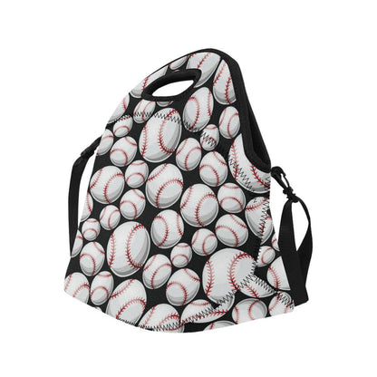 Baseball Black Background Neoprene Lunch Bag (Model 1669)(Large)-JTAMIGO.COM