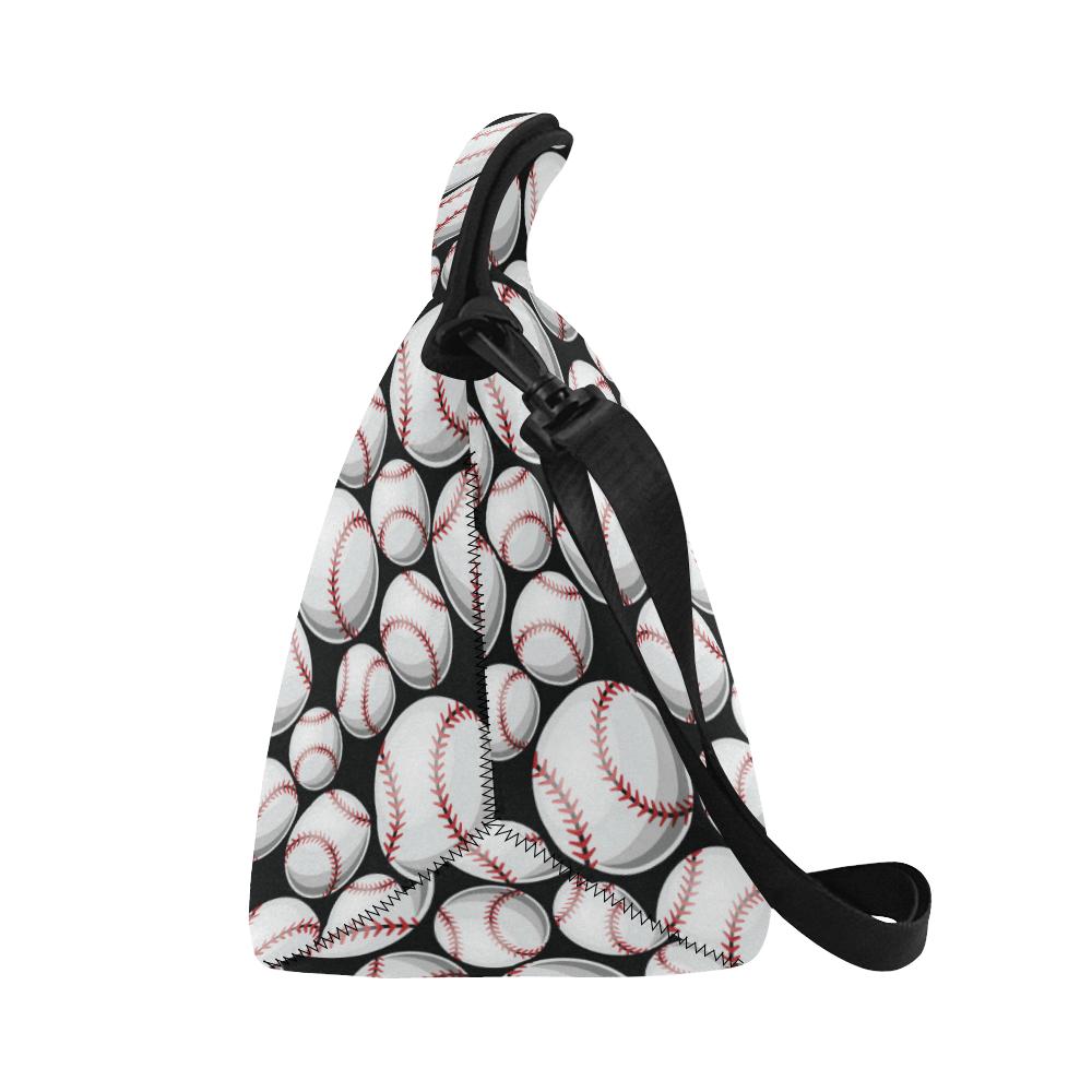 Baseball Black Background Neoprene Lunch Bag (Model 1669)(Large)-JTAMIGO.COM