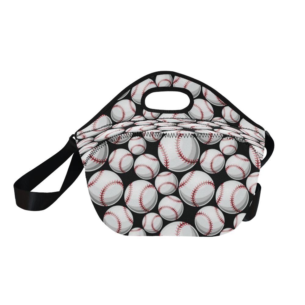 Baseball Black Background Neoprene Lunch Bag (Model 1669)(Large)-JTAMIGO.COM
