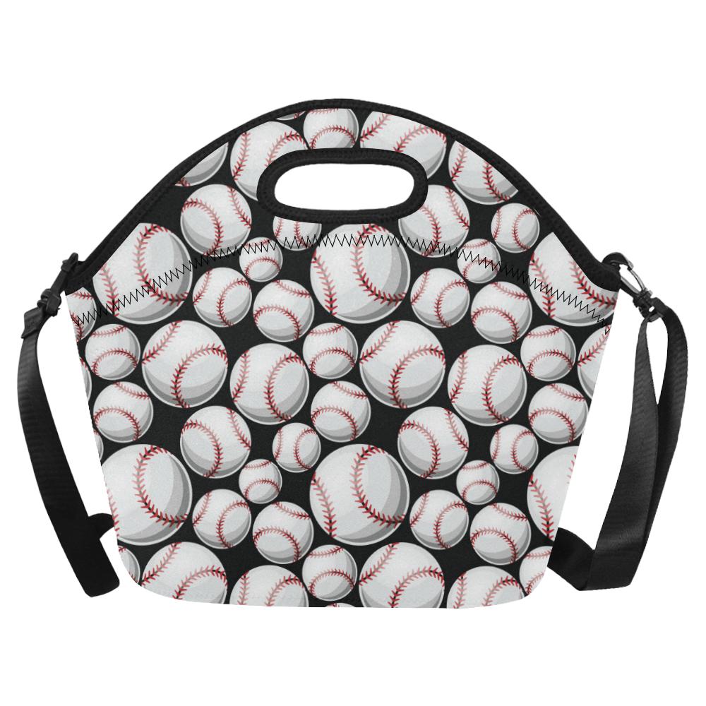 Baseball Black Background Neoprene Lunch Bag (Model 1669)(Large)-JTAMIGO.COM