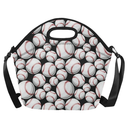 Baseball Black Background Neoprene Lunch Bag (Model 1669)(Large)-JTAMIGO.COM