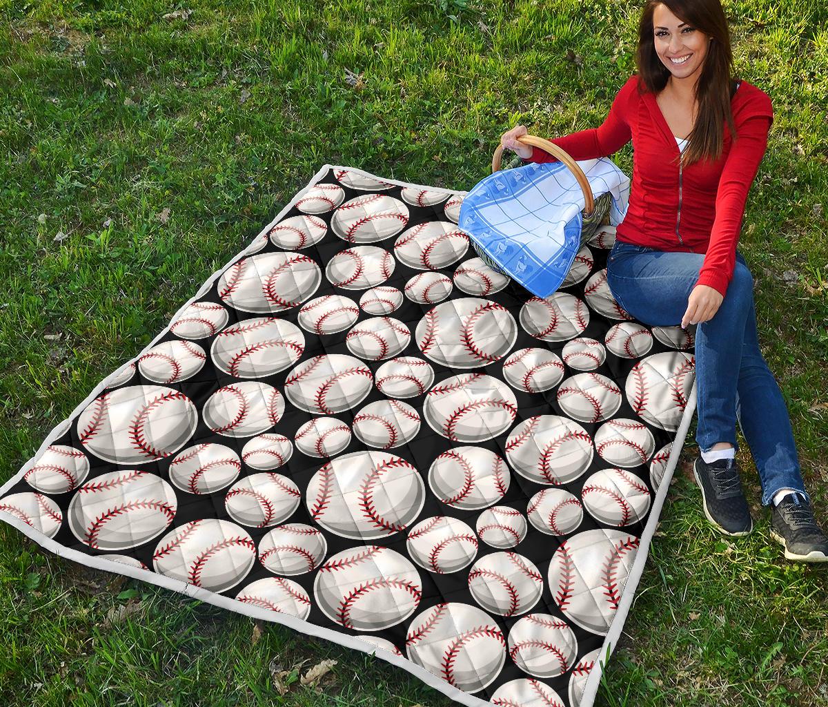 Baseball Black Background Premium Quilt-JTAMIGO.COM
