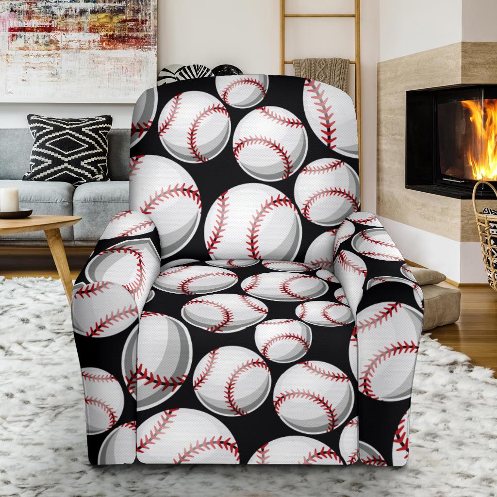 Baseball Black Background Single Sofa Slipcover -JTAMIGO.COM