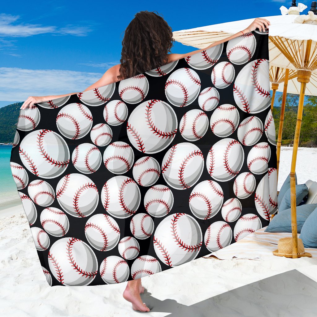 Baseball Black Background Sarong Pareo Wrap