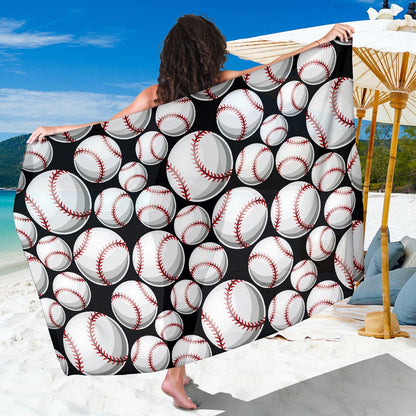 Baseball Black Background Sarong Pareo Wrap