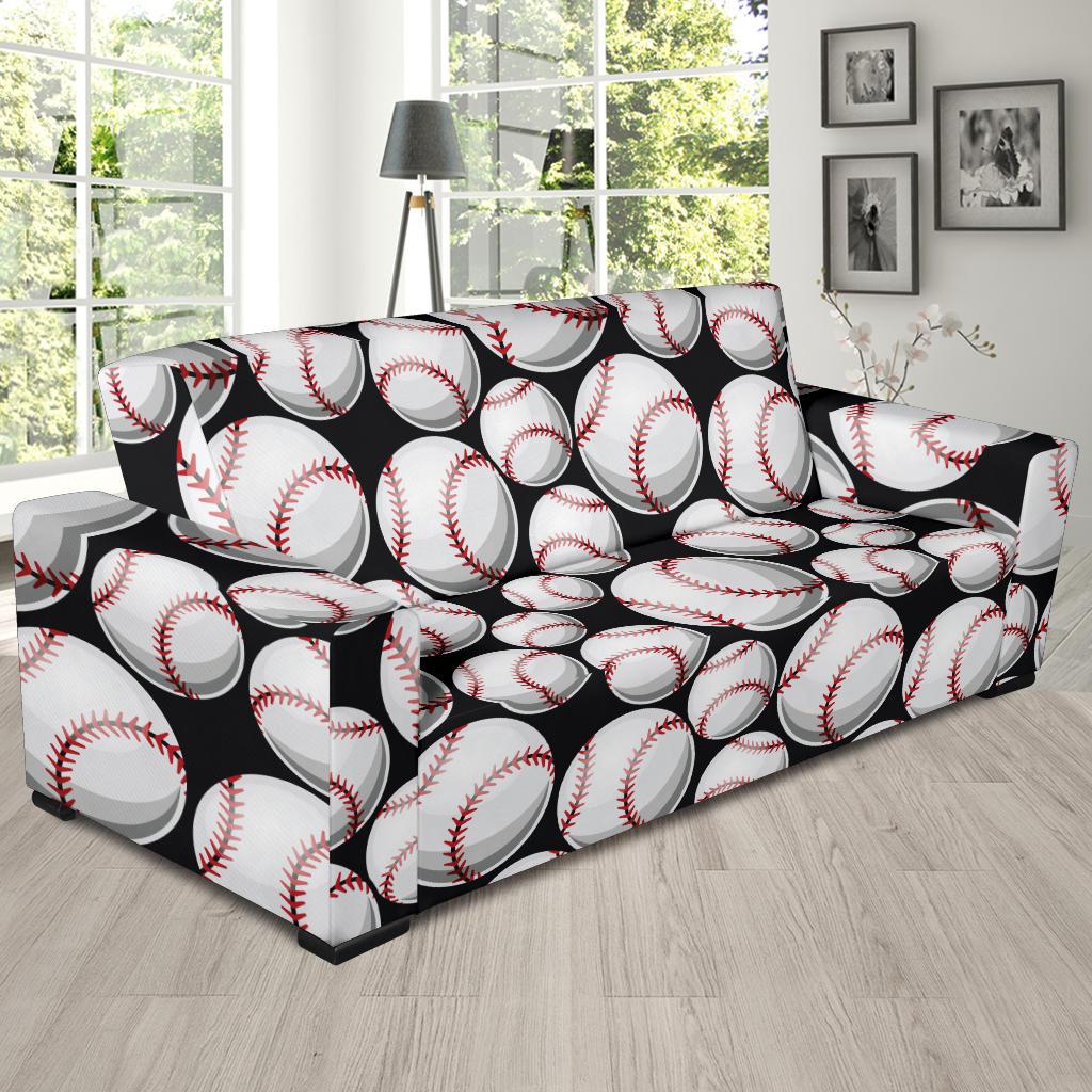 Baseball Black Background Sofa Slipcover-JTAMIGO.COM