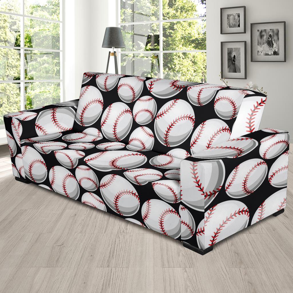Baseball Black Background Sofa Slipcover-JTAMIGO.COM