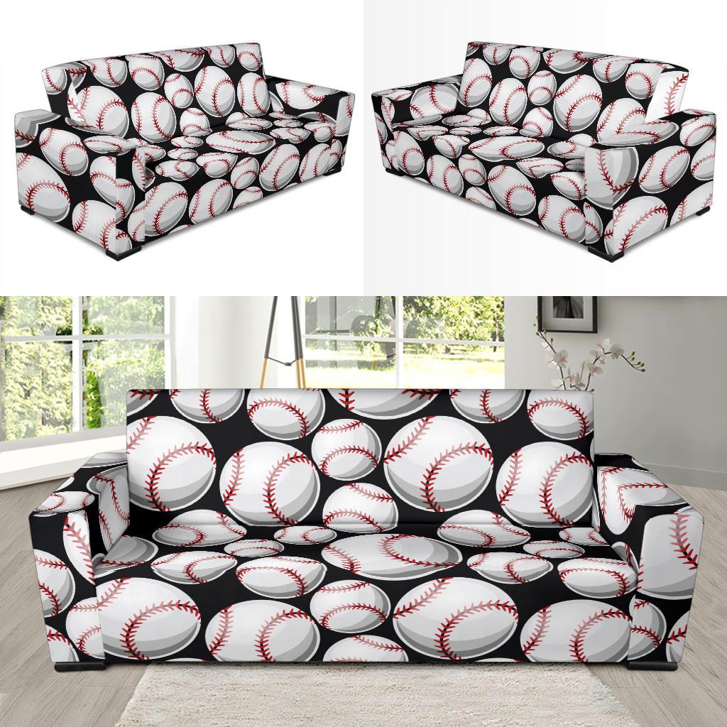 Baseball Black Background Sofa Slipcover-JTAMIGO.COM