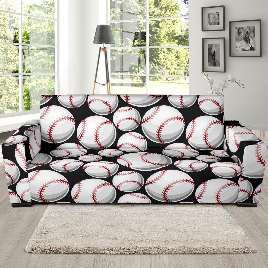 Baseball Black Background Sofa Slipcover-JTAMIGO.COM